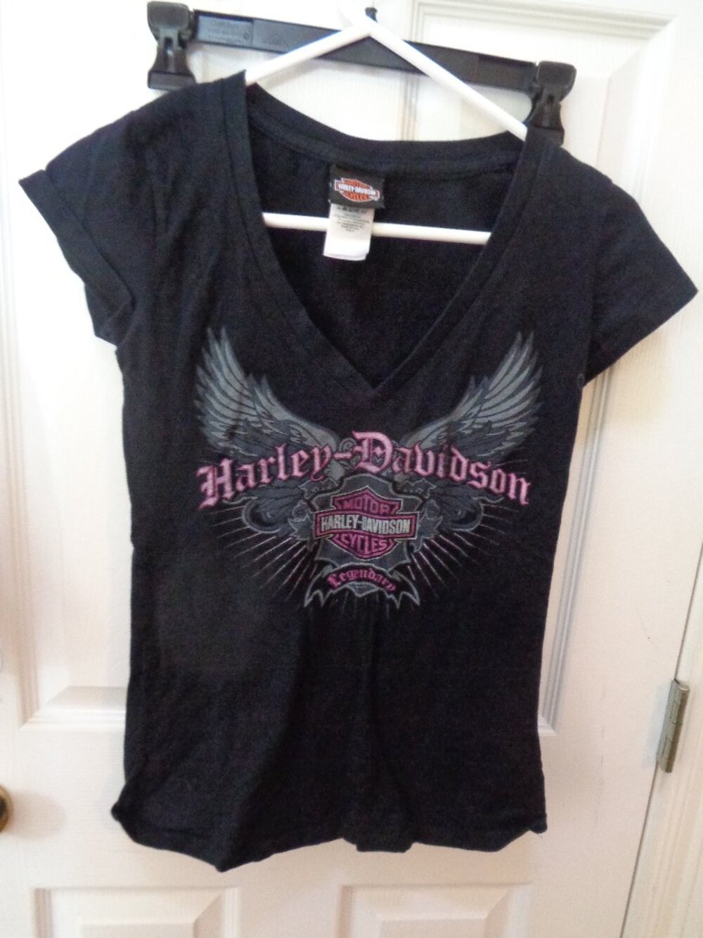Harley Davidson Motorcycles Woman's T-Shirt Black Wings Small